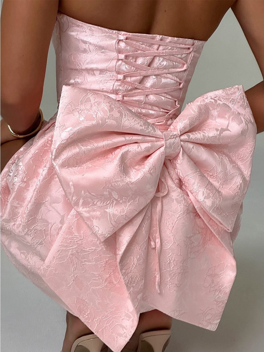 Babyboo ELENORA MINI DRESS BLUSH Bow Back Corset Size Small - Picture 5 of 11